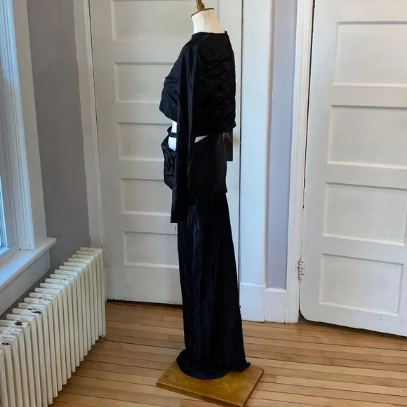 NWT Zara Black Satin Effect Cutout Waist Strap Maxi Dress, Size M - Picture 12 of 17